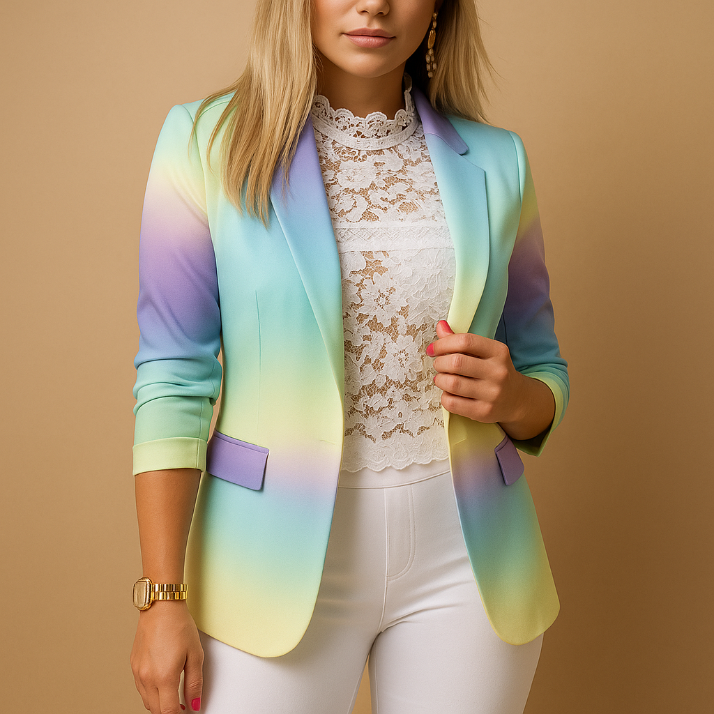Montrel™ | Blazer élégant pour femme avec imprimé vif et col châle